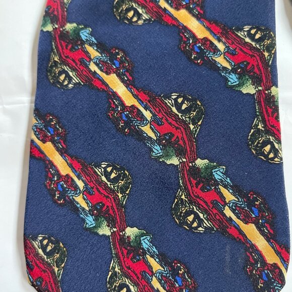 J. Garcia Silk Tie Parrot & Frogs Collection Five Made In USA Automotive Pattern - Picture 3 of 7